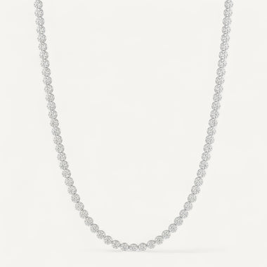 14K White Gold Crownline Tennis Necklace - Classic (9-10 ct tw)