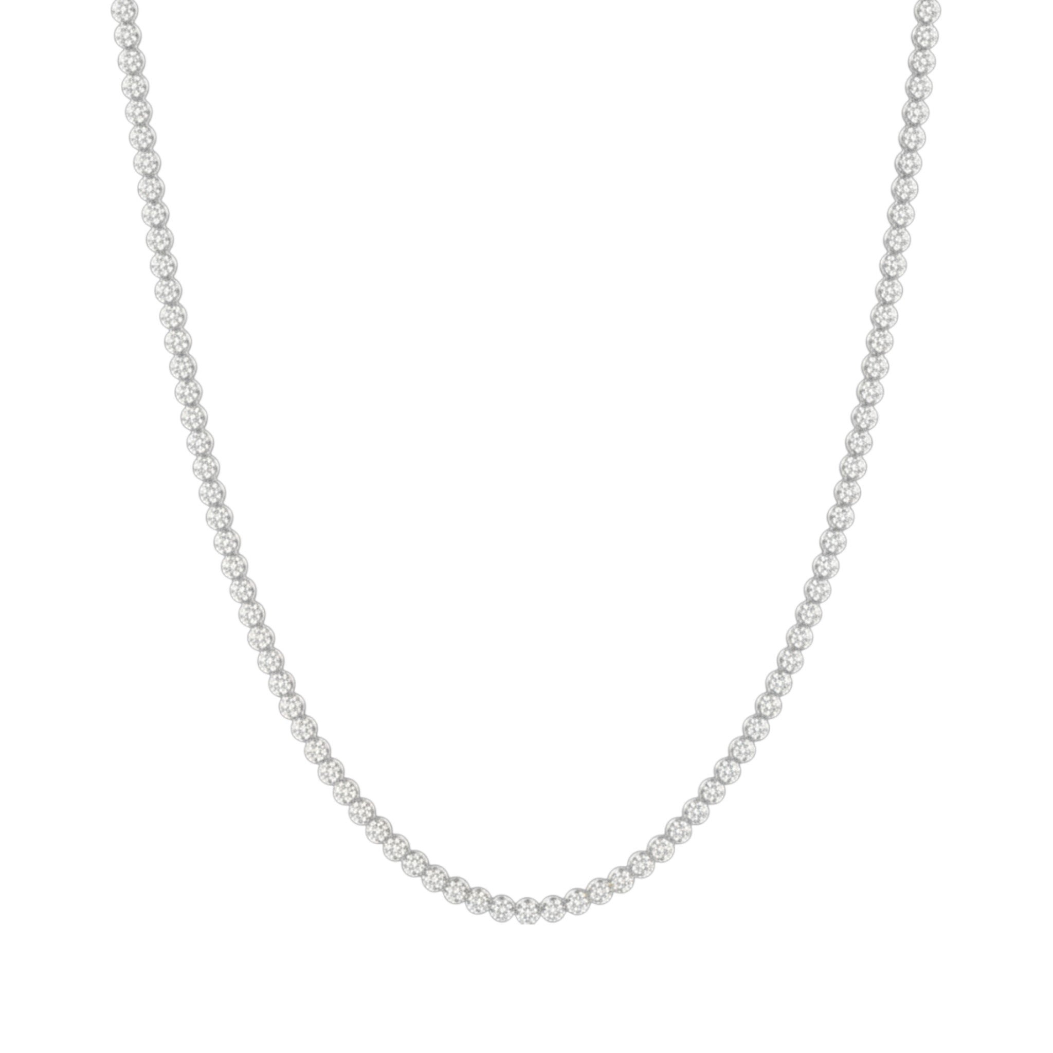 14K White Gold Crownline Diamond Tennis Necklace - Petite 5-7.5 ct tw, featuring round lab-grown diamonds in a crown-inspired setting