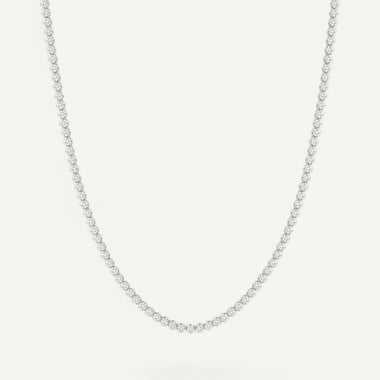 14K White Gold Crownline Tennis Necklace - Petite (5-7.5 ct tw)
