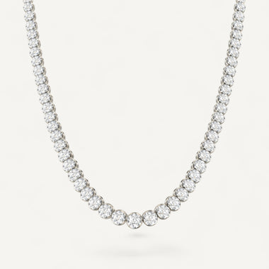 14K White Gold Crownline Tennis Necklace - Statement (17 ct tw)