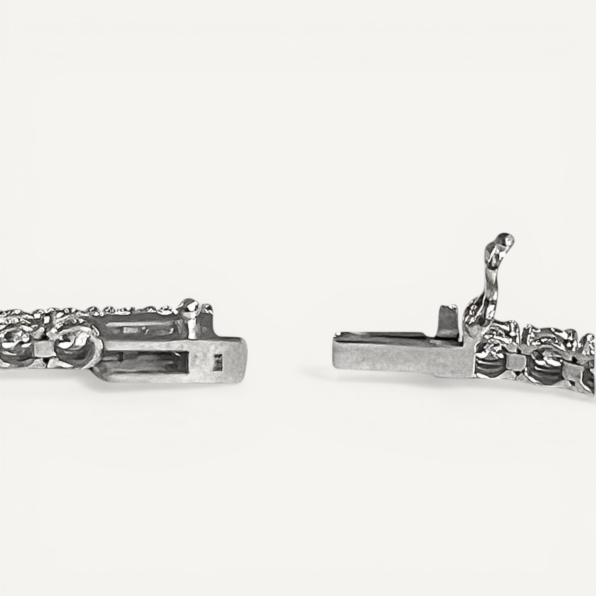 14K White Gold Heritage Prong Tennis Bracelet Statement - safety lock detail