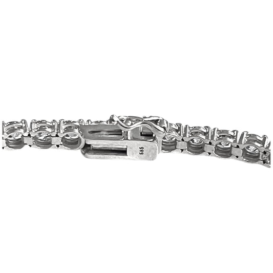 14K White Gold Heritage Prong Tennis Necklace clasp detail - secure box clasp with safety latch