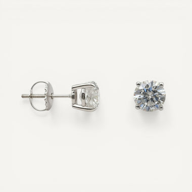 14K White Gold Solitaire Linea Studs - Bold (1.5-2 ct tw)
