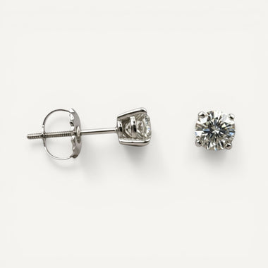 14K White Gold Solitaire Linea Studs - Petite (1/4-1/2 ct tw)