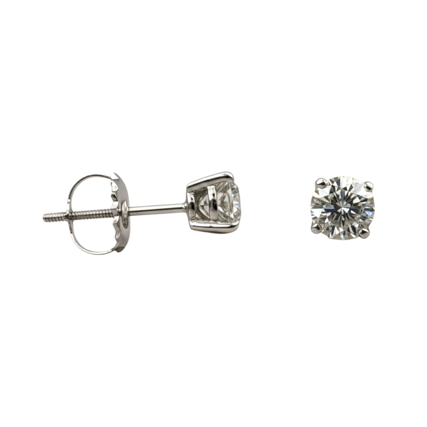 14K White Gold Solitaire Linea Diamond Studs alternate view - Petite size