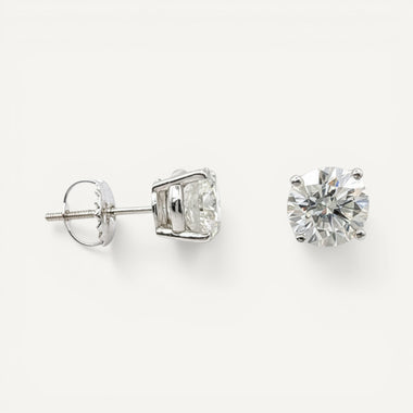 14K White Gold Solitaire Linea Studs - Statement (2 ct tw)