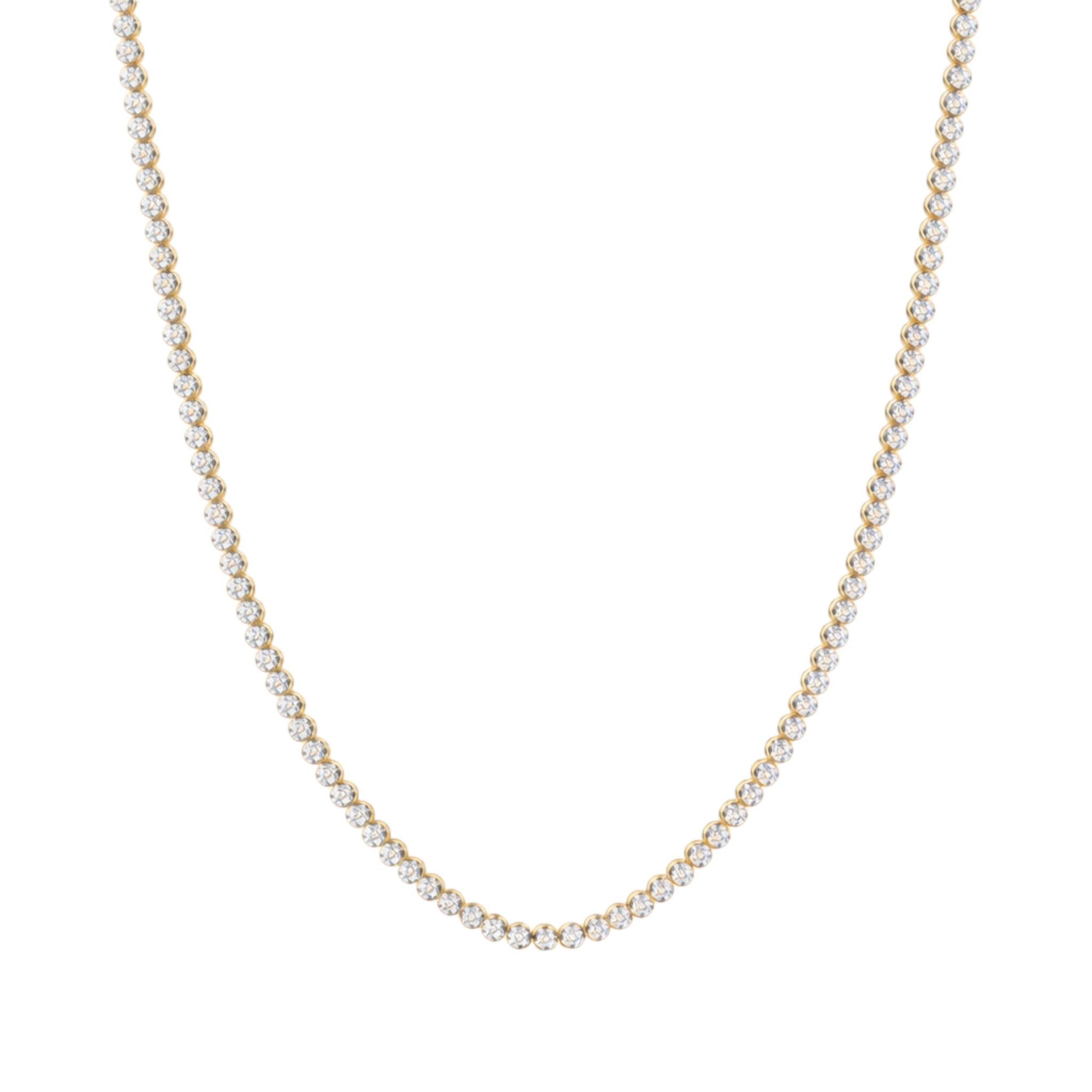 14K Yellow Gold Crownline Diamond Tennis Necklace - Petite 5-7.5 ct tw, featuring round lab-grown diamonds in a crown-inspired setting