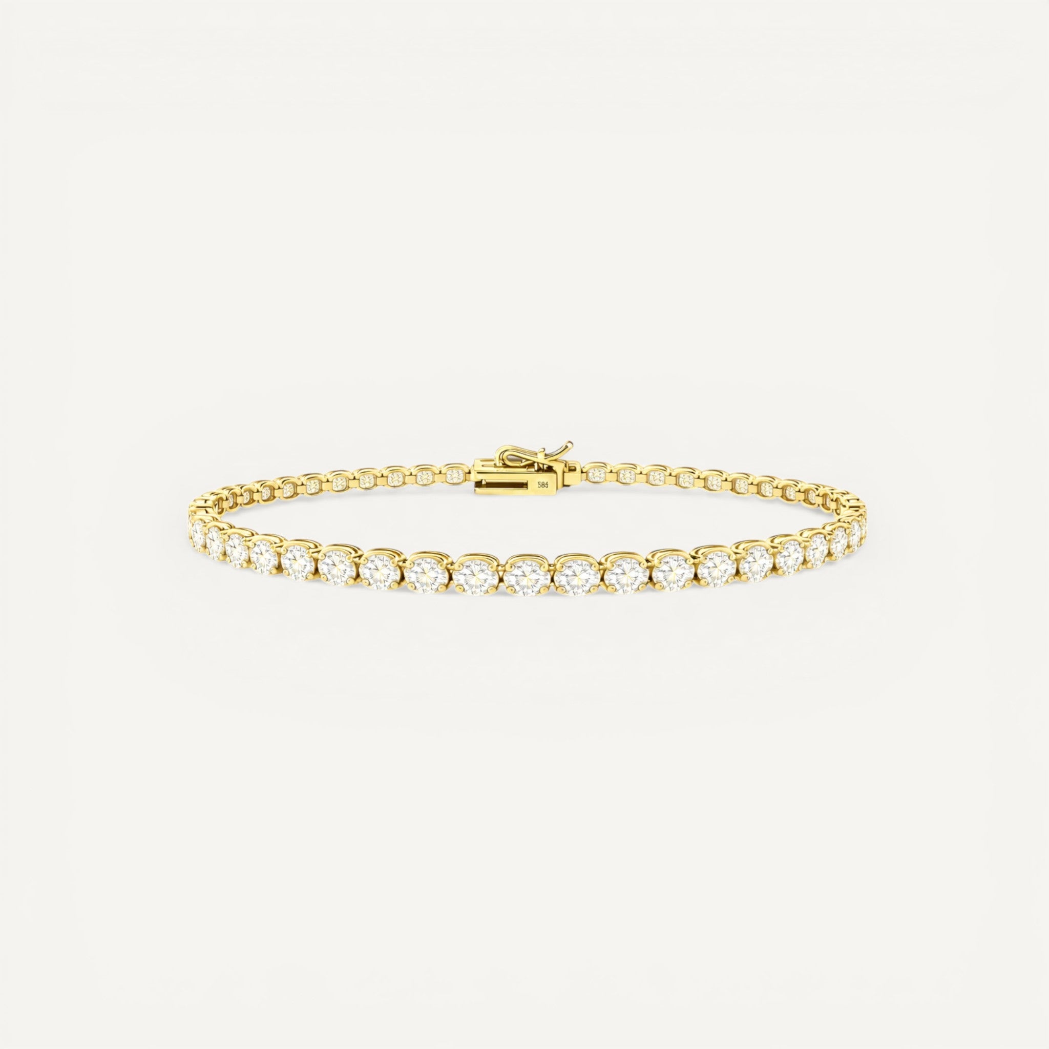 14K Yellow Gold Heritage Prong Tennis Bracelet - Statement size with 9 ct tw lab-grown diamonds in four-prong setting