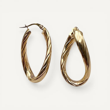 10K Yellow Gold Aqueous Twist Hoop Earrings
