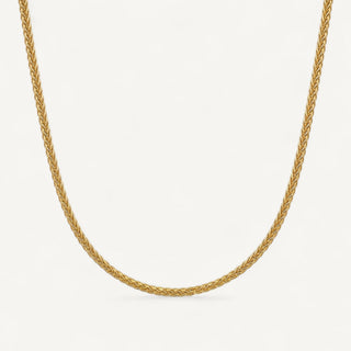 10K Yellow Gold Arbor Graceful Wheat Chain Necklace - 3mm Spiga woven design