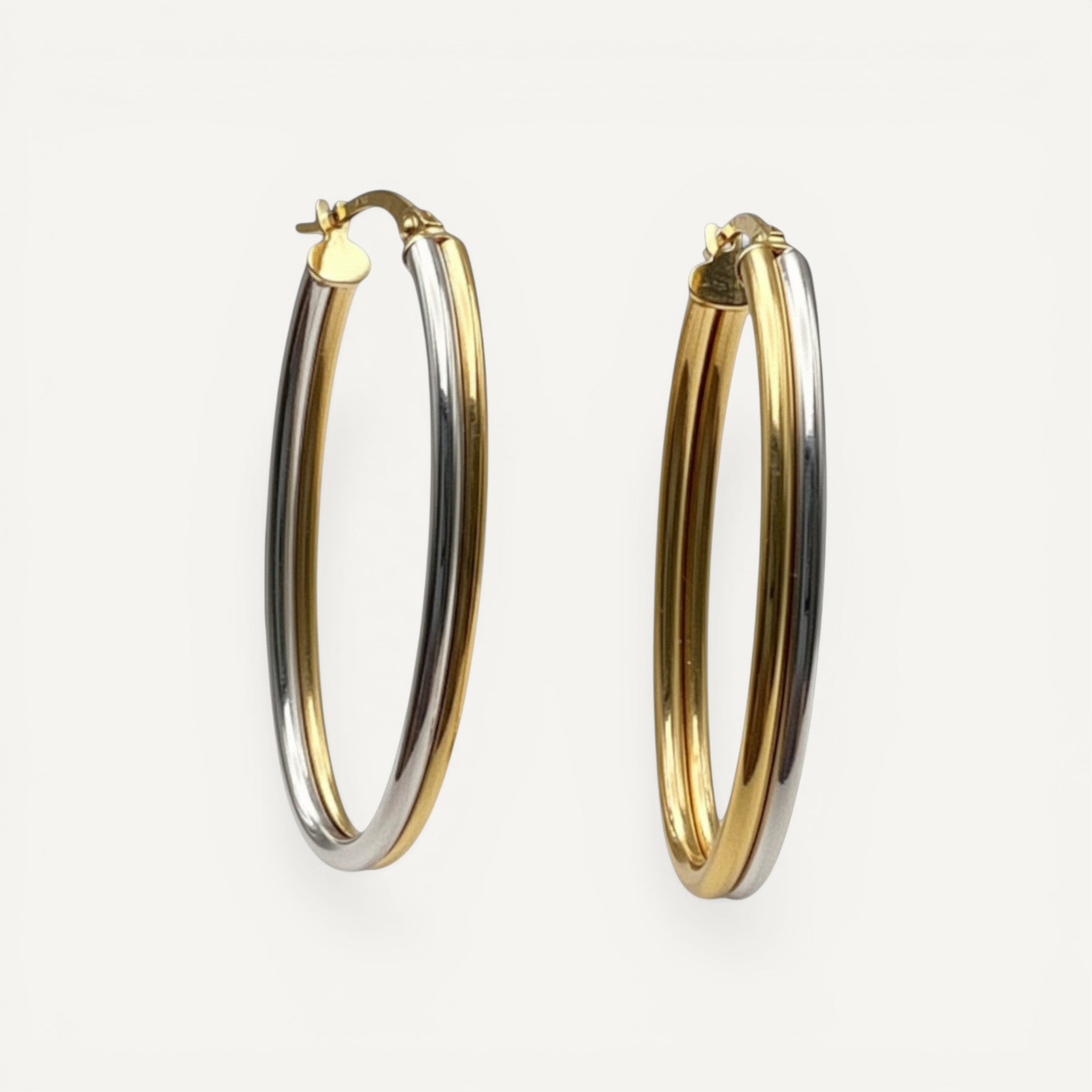 10K Yellow Gold Concordia Oval Hoop Earrings - two-tone intertwined oval design