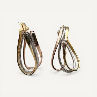 10K Yellow Gold Delta Weave Hoop Earrings