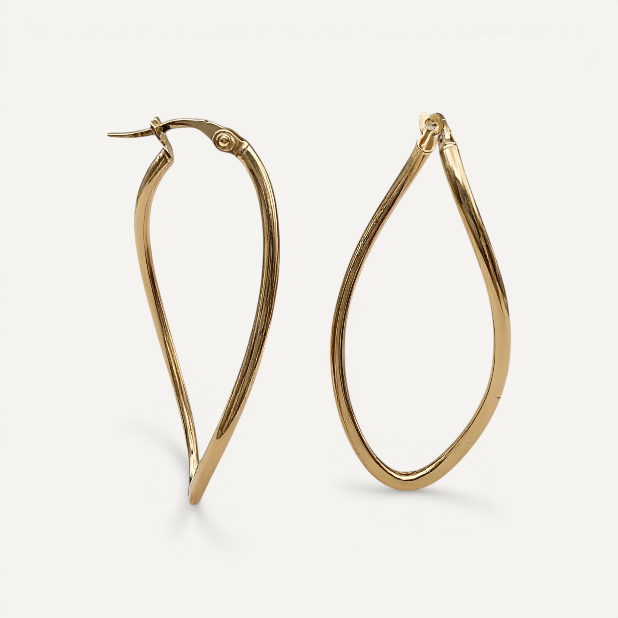10K Yellow Gold Elysian Swirl Hoop Earrings - 45mm twisted teardrop design