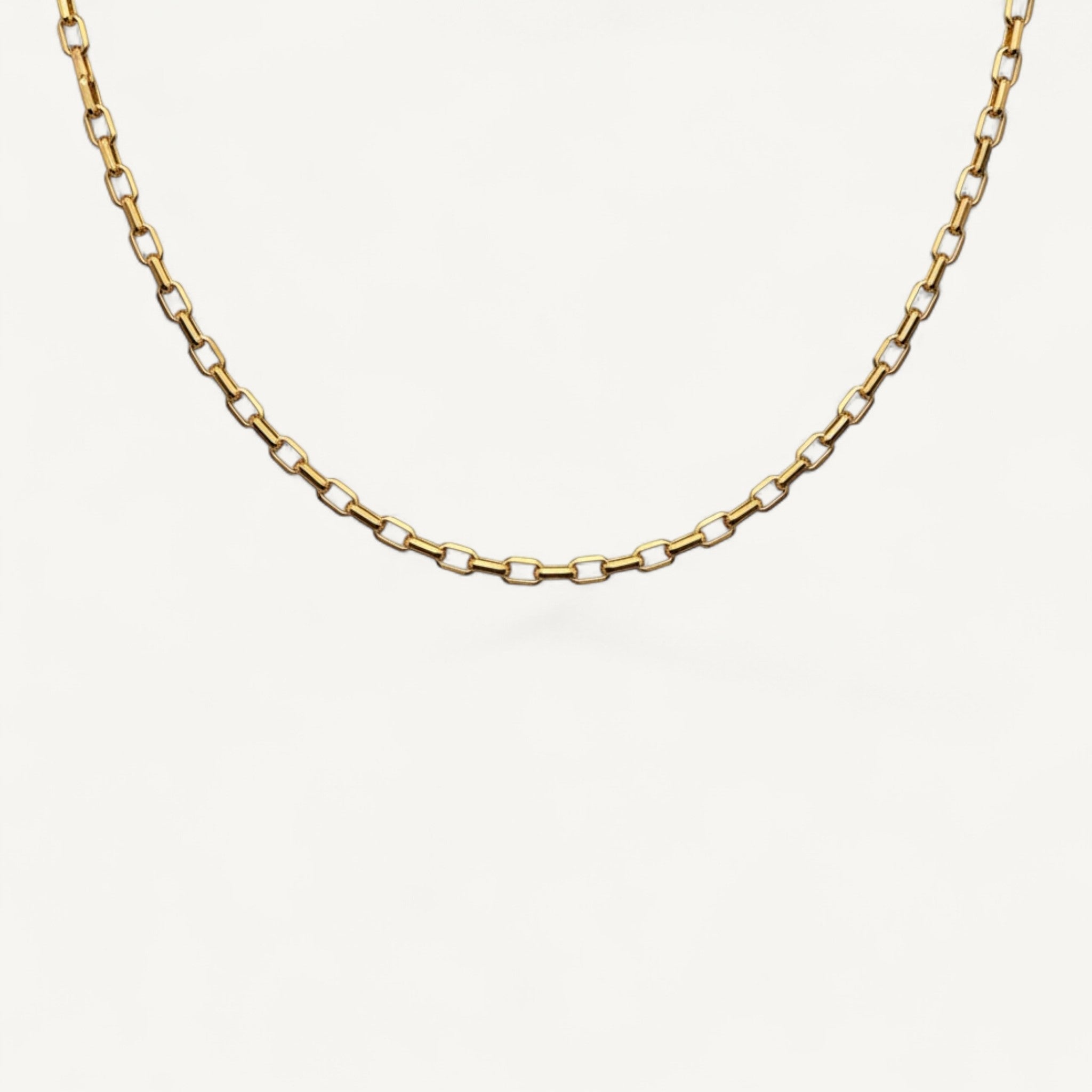 10K Yellow Gold Forma Signature Rectangular Cable Chain Necklace - 3.6mm geometric links