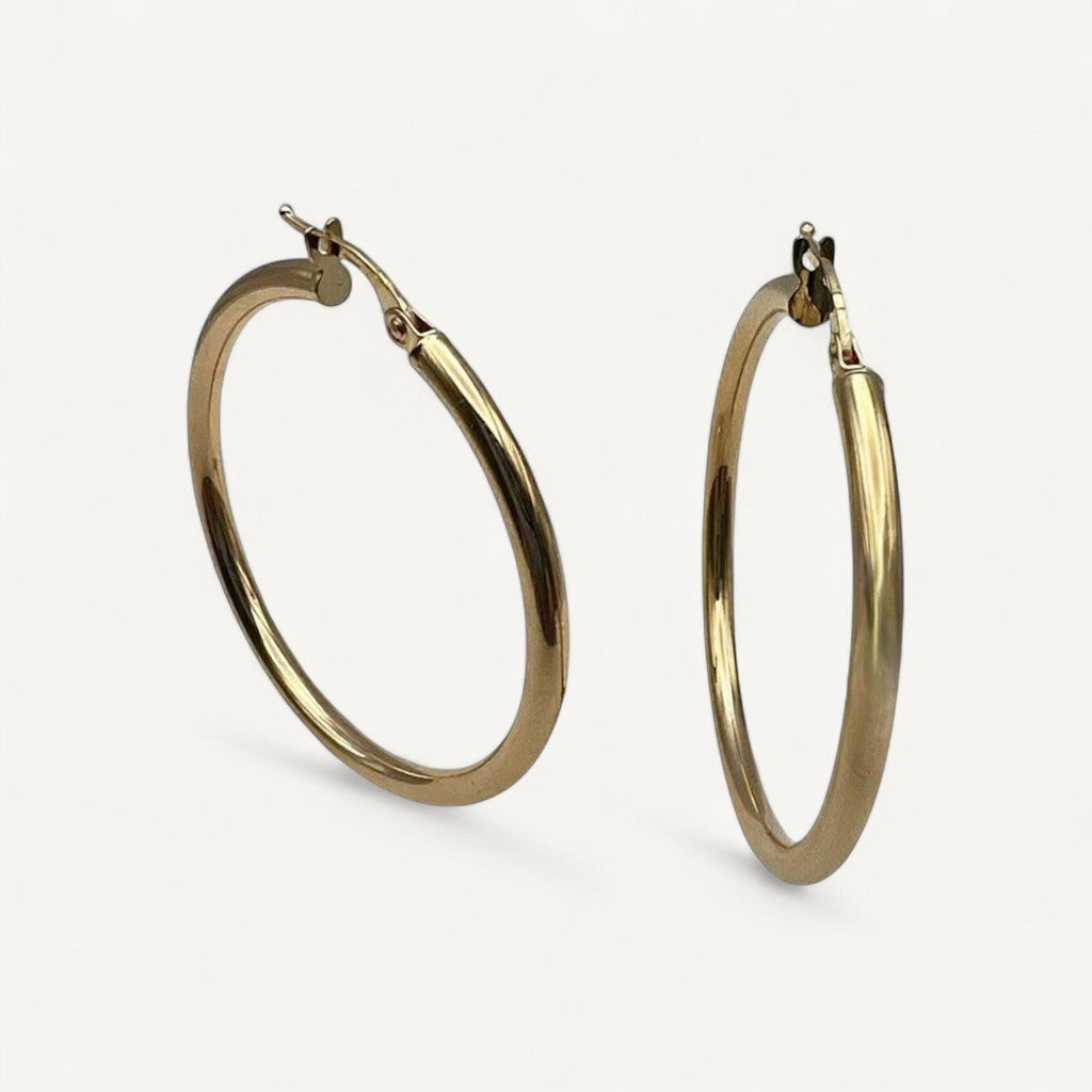 10K Yellow Gold Lumina Radiance Hoop Earrings - 36mm polished hoops