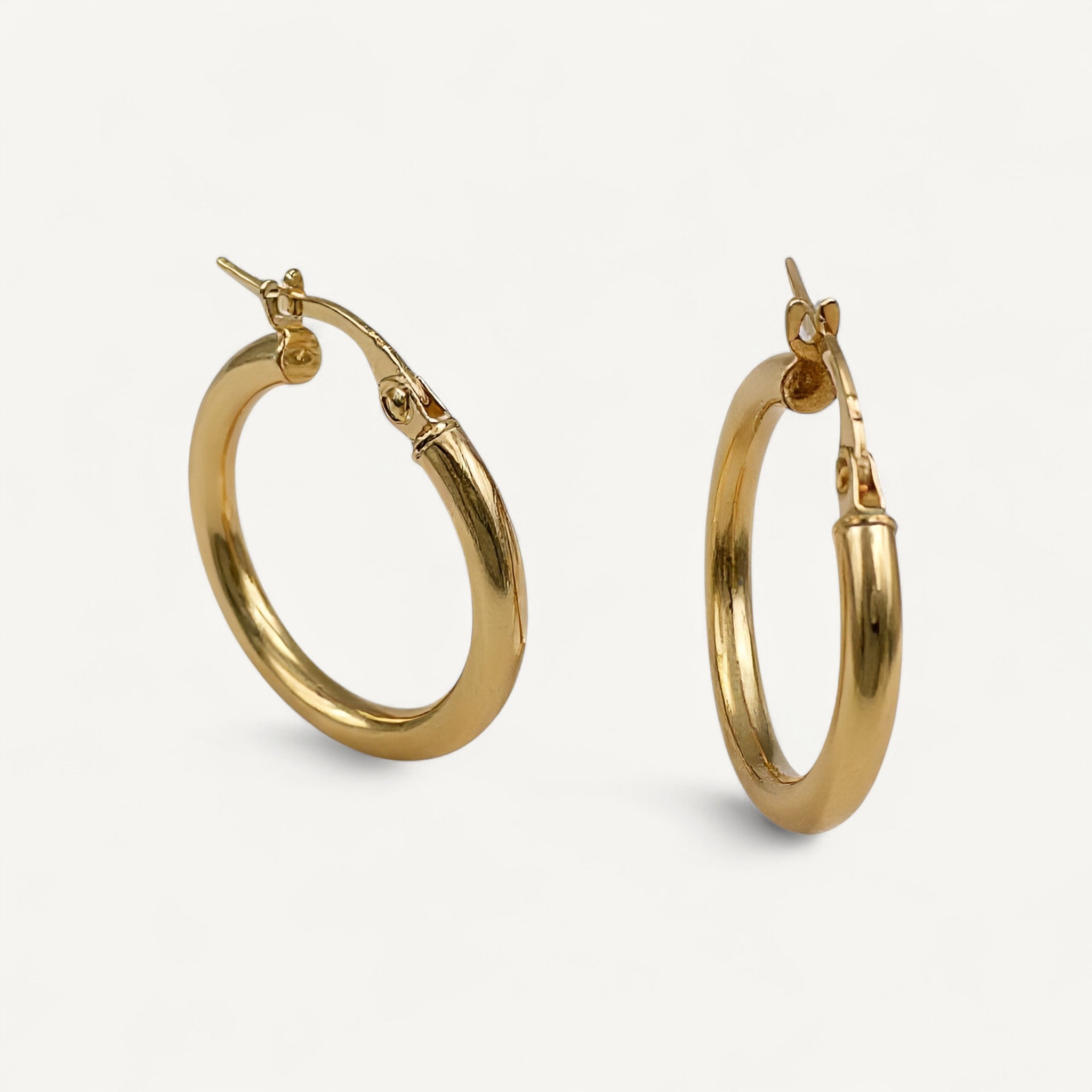 10K Yellow Gold Lumina Whisper Hoop Earrings - 20mm polished hoops