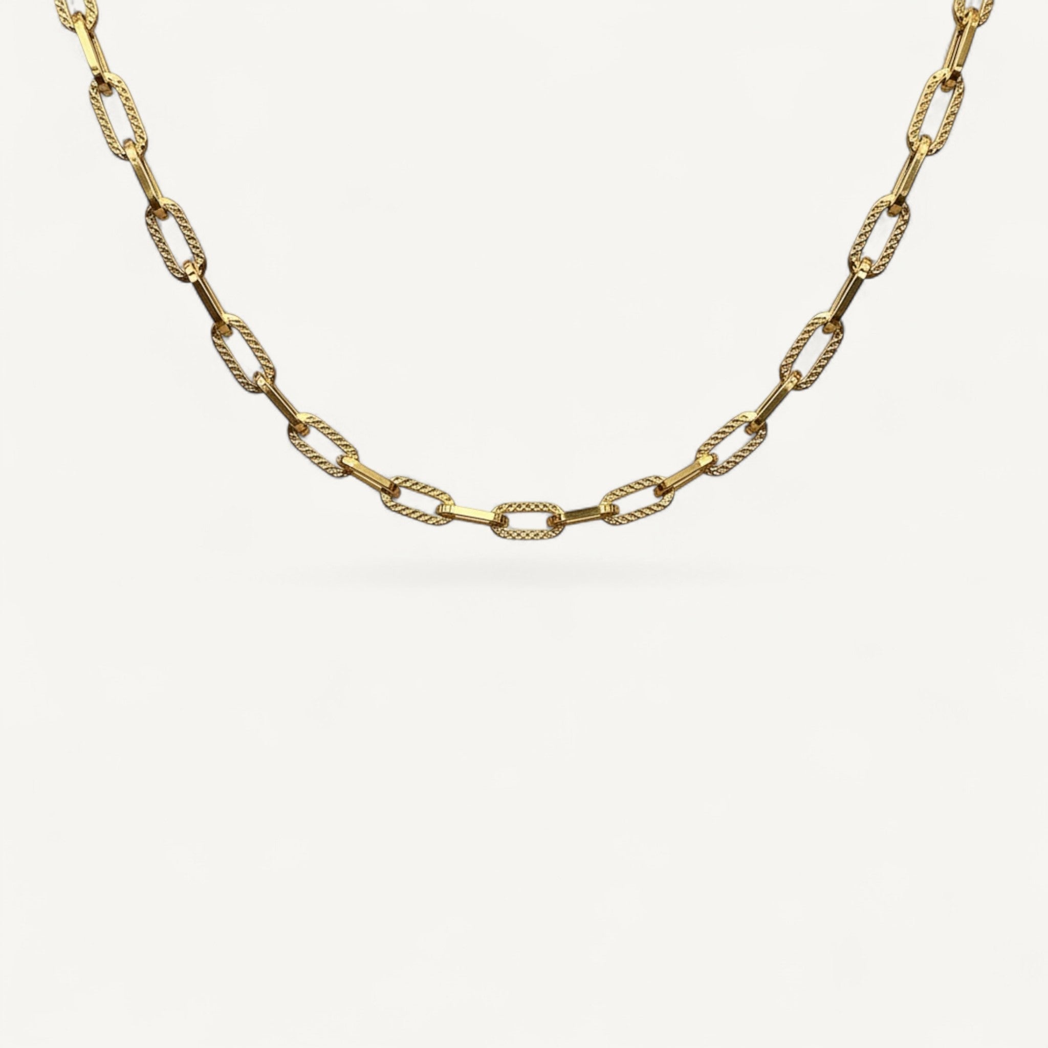 10K Yellow Gold Prism Signature Diamond Paperclip Chain Necklace - 5.7mm diamond-cut links