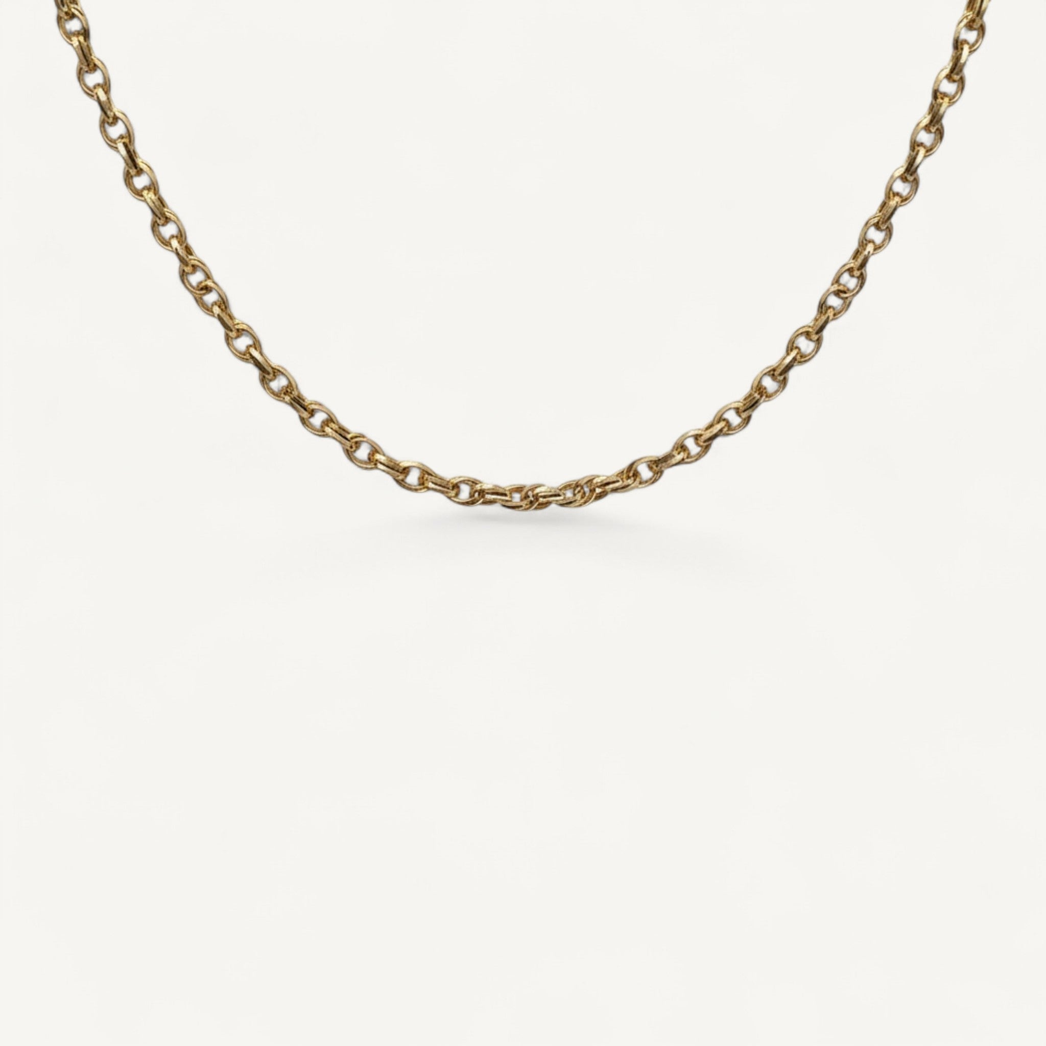 10K Yellow Gold Rhythm Balanced Rolo Chain Necklace - 3.7mm round links