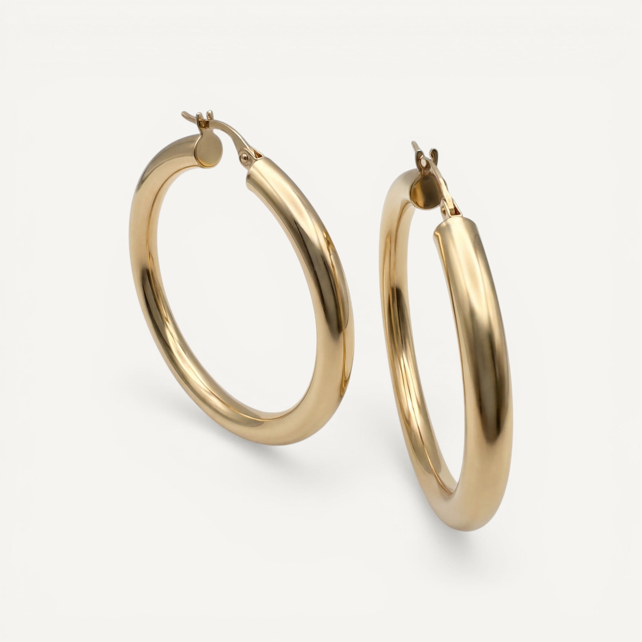 10K Yellow Gold Solara Horizon Hoop Earrings - polished round 38mm hoops