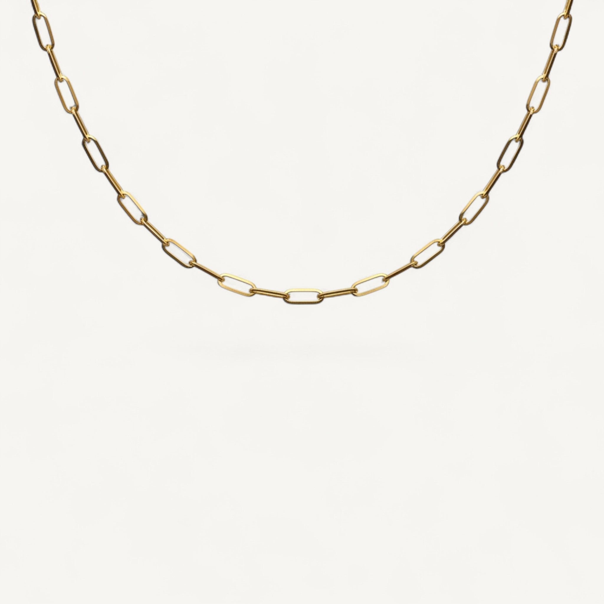 10K Yellow Gold Tempo Essential Paperclip Chain Necklace - 4mm flat links