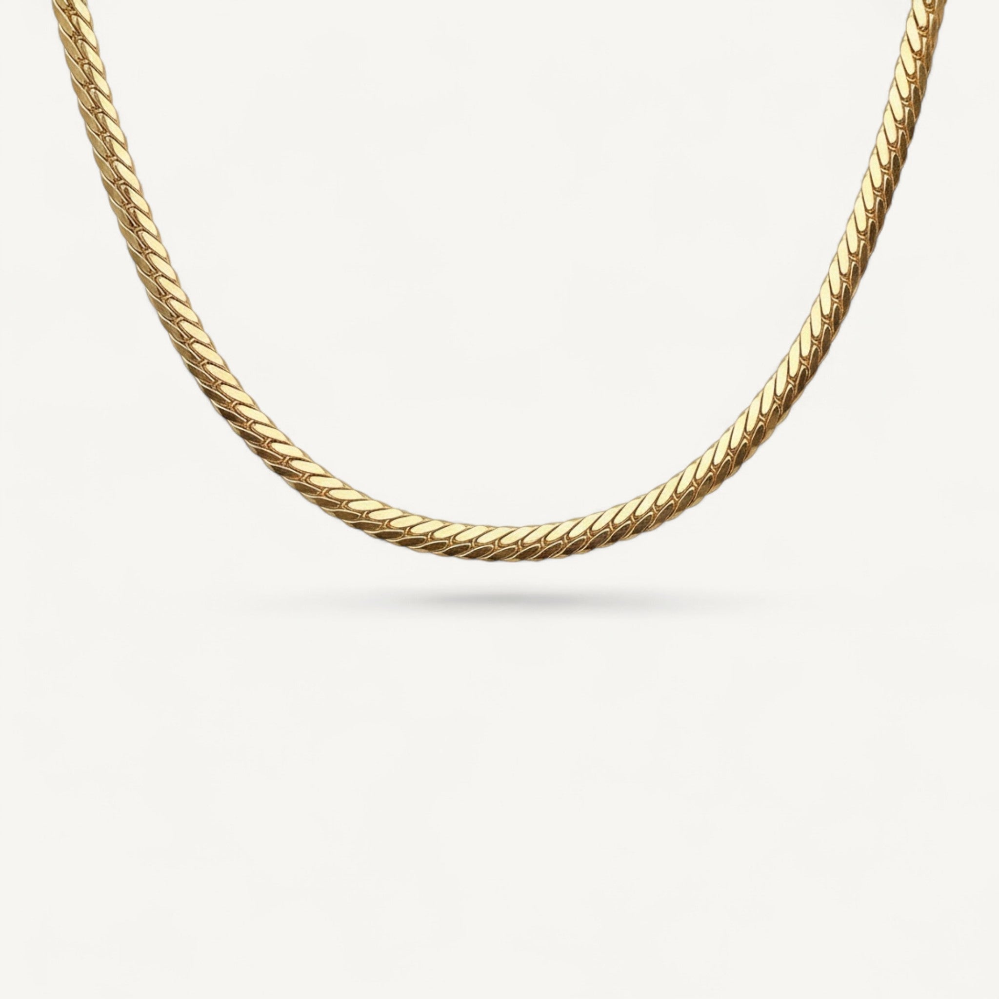 10K Yellow Gold Veritas Enduring Curb Chain Necklace - 4.6mm gourmette links