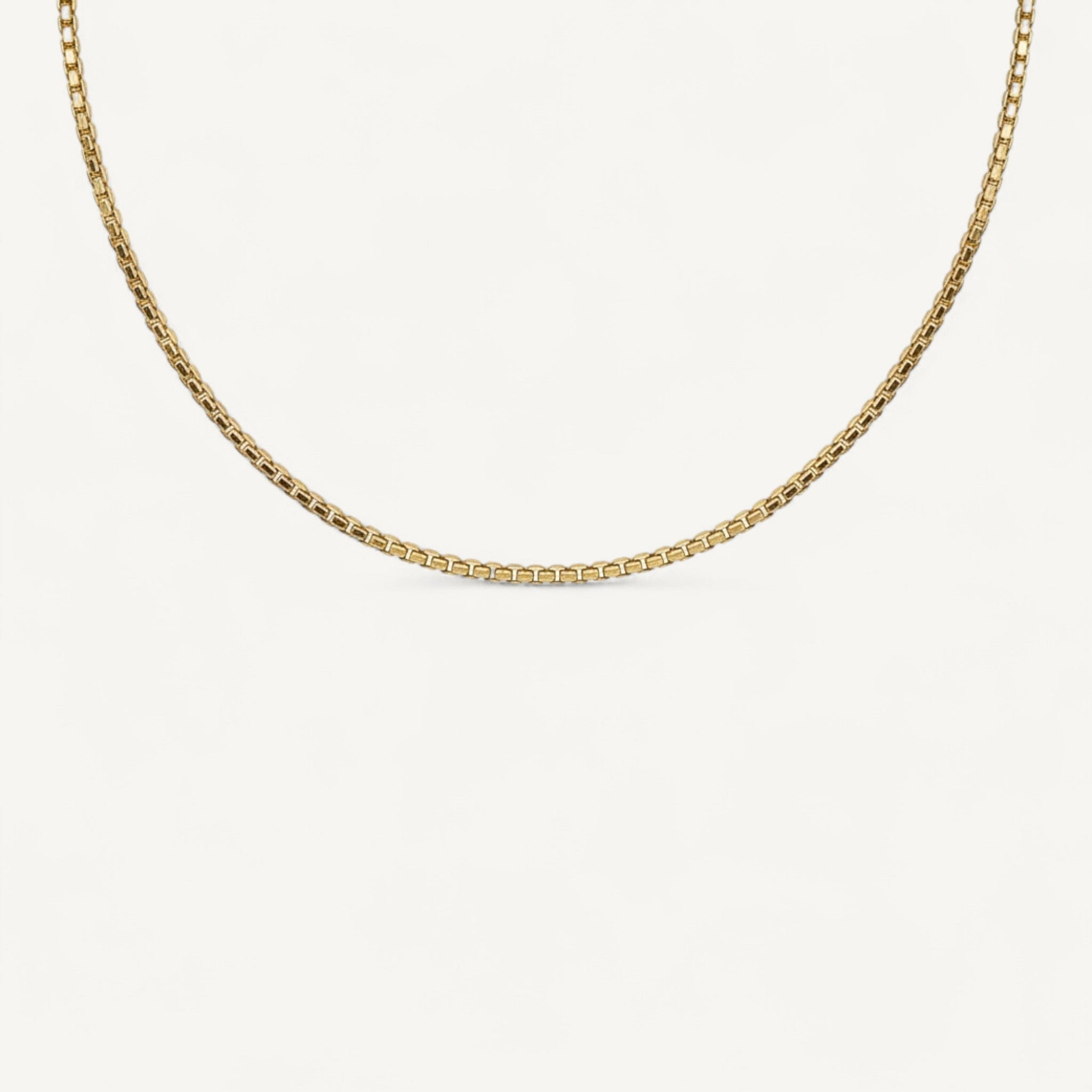 10K Yellow Gold Verve Essential Box Chain Necklace - 3mm Venetian chain
