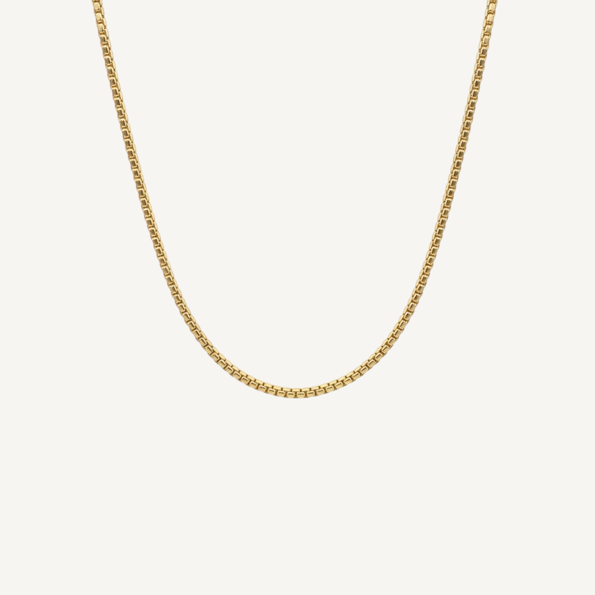 10K Yellow Gold Verve Timeless Box Chain Necklace - 3.5mm Venetian chain