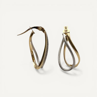 10K Two-Tone Gold Zephyr Twist Hoop Earrings