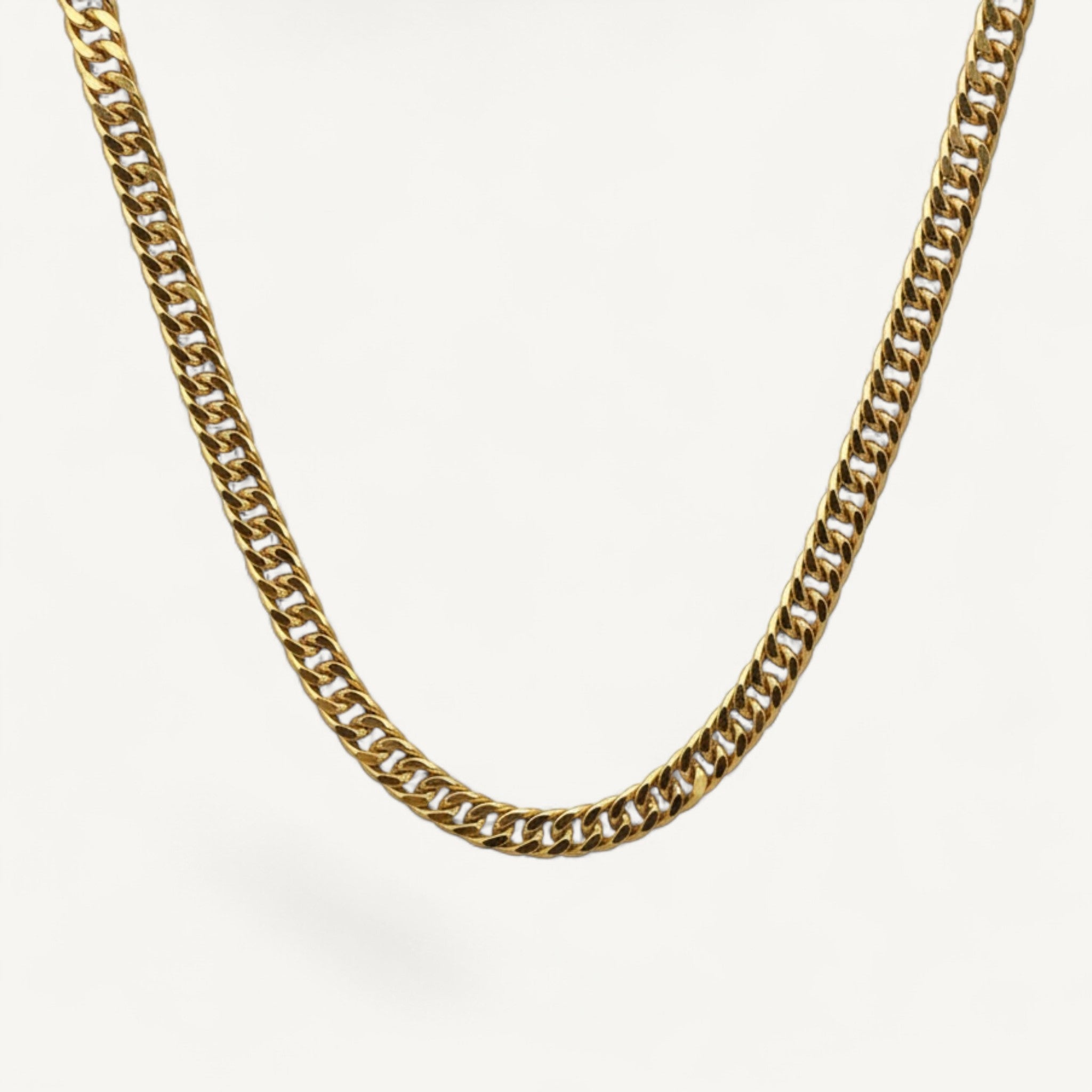 Solid 10K yellow gold Cuban link chain necklace