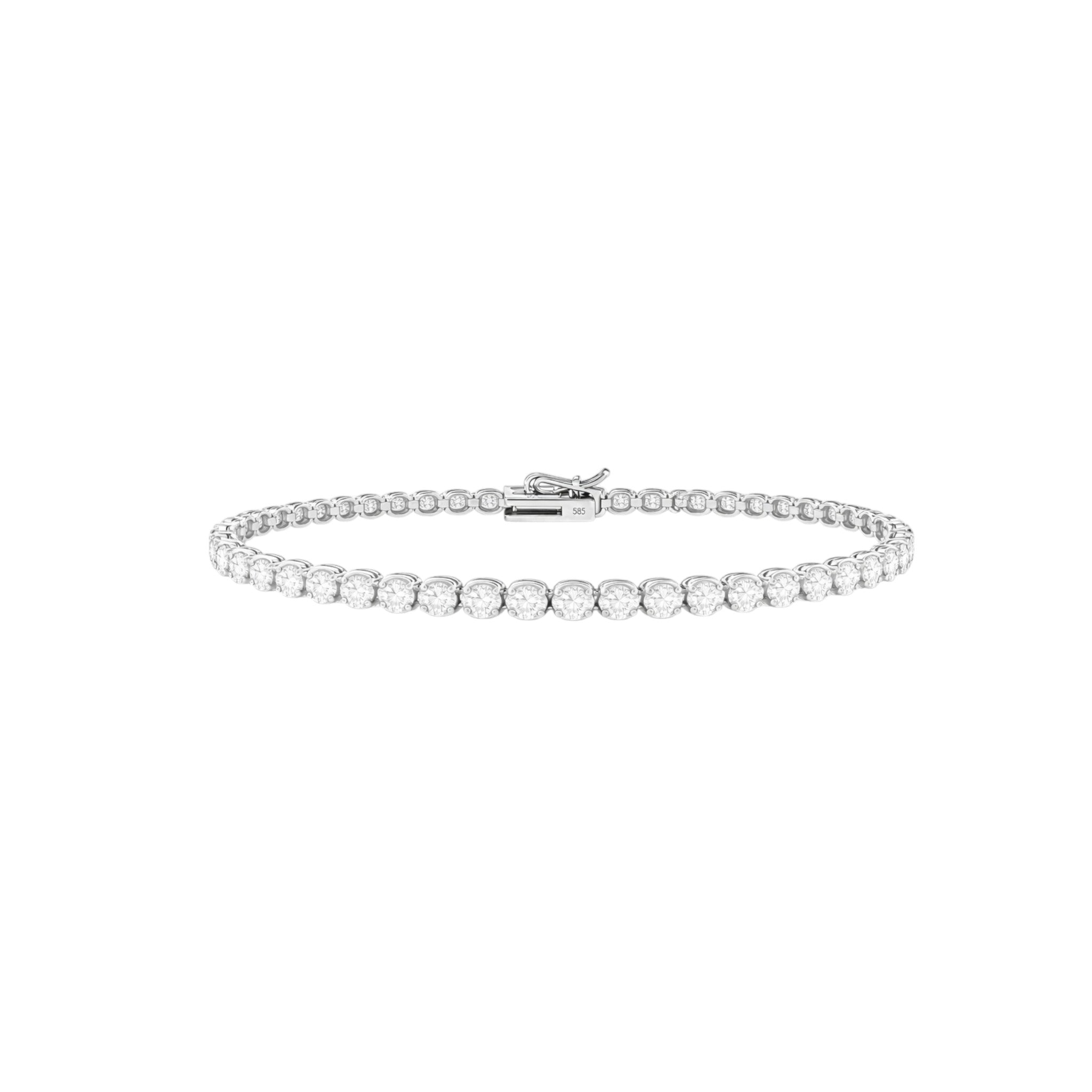 14K White Gold Crownline Tennis Bracelet - Bold size with 6.5 ct tw lab-grown diamonds in crown-inspired setting