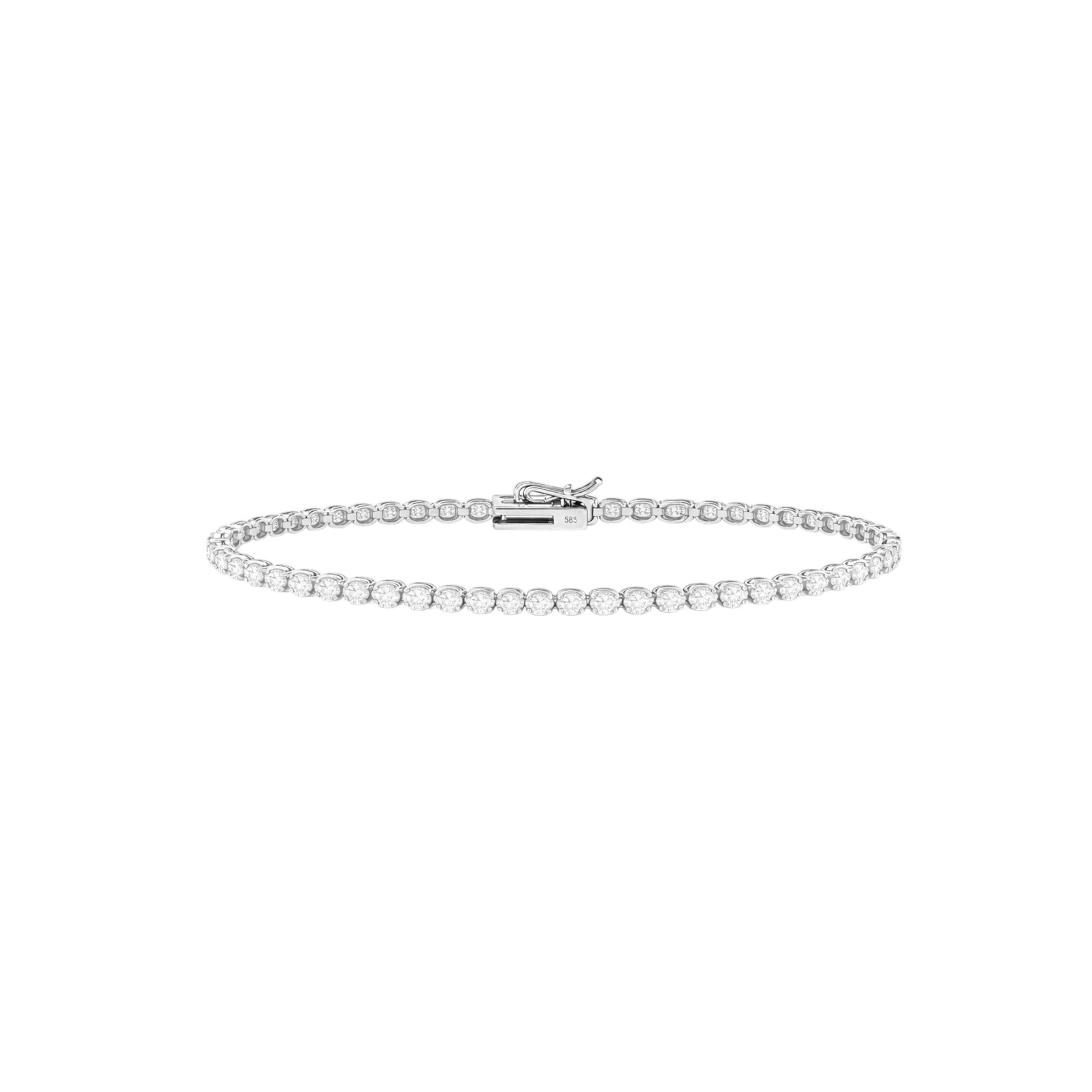 14K White Gold Crownline Tennis Bracelet - Classic size with 4-4.5 ct tw diamonds in crown-inspired setting