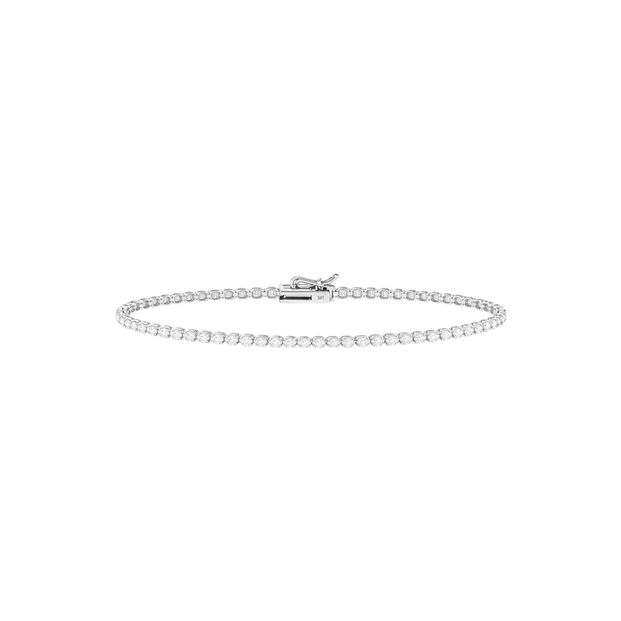 14K White Gold Crownline Tennis Bracelet - Petite size with 2-3 ct tw diamonds in crown-inspired setting