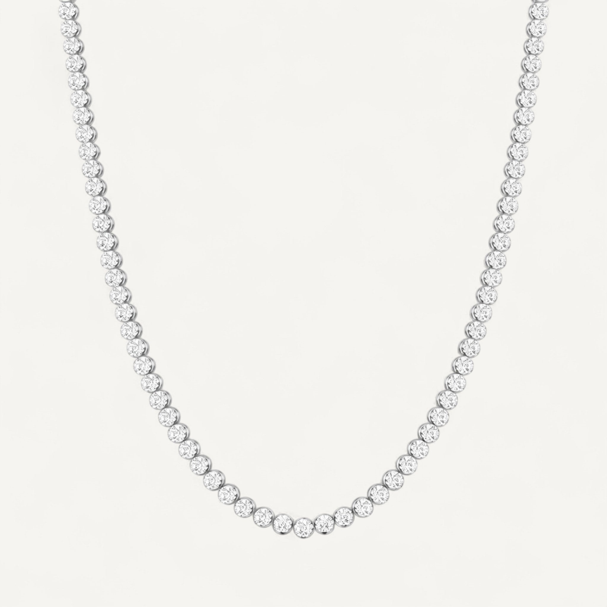 14K White Gold Crownline Diamond Tennis Necklace - Bold 15 ct tw in crown-inspired setting