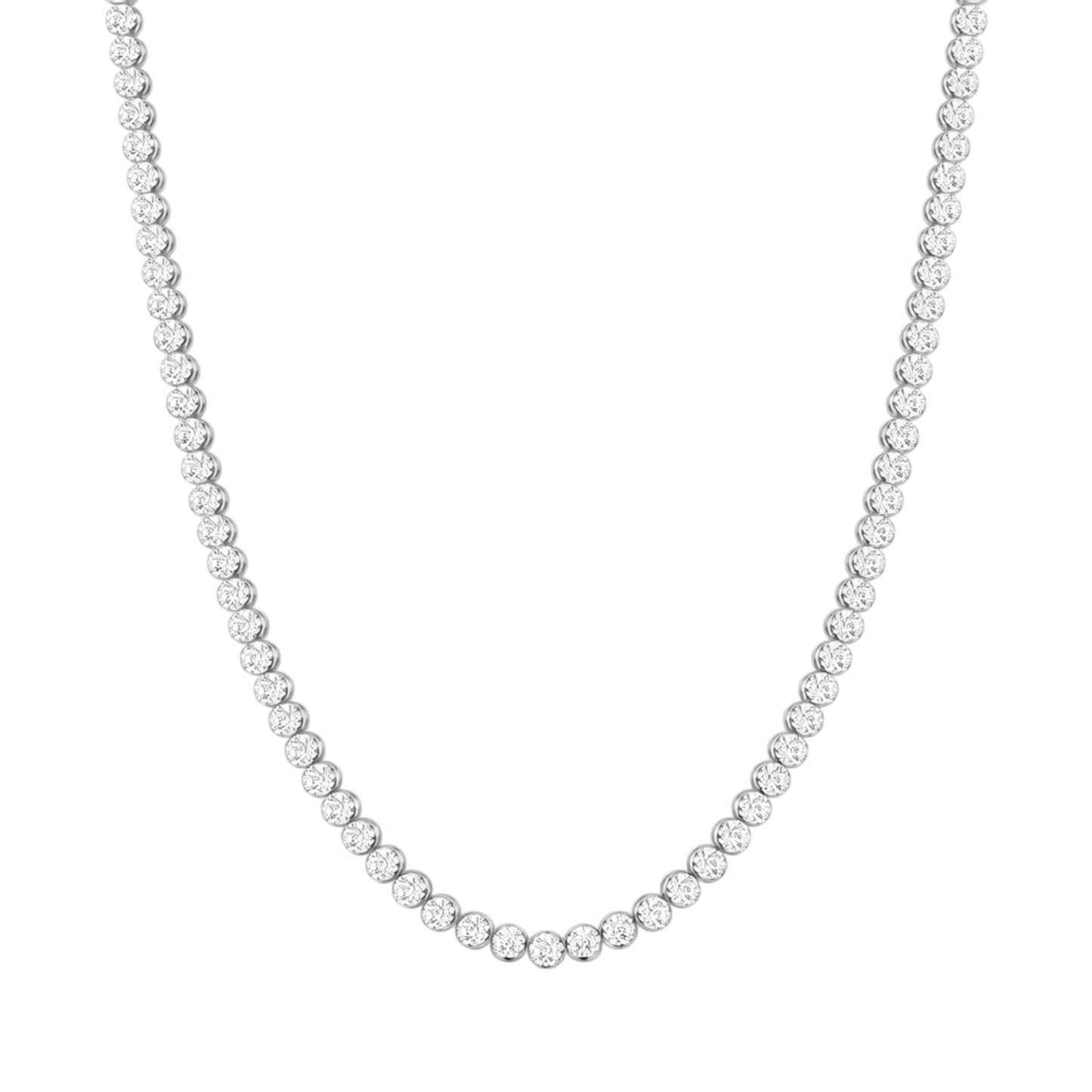 14K White Gold Crownline Diamond Tennis Necklace - Bold 15 ct tw, featuring round lab-grown diamonds in a crown-inspired setting