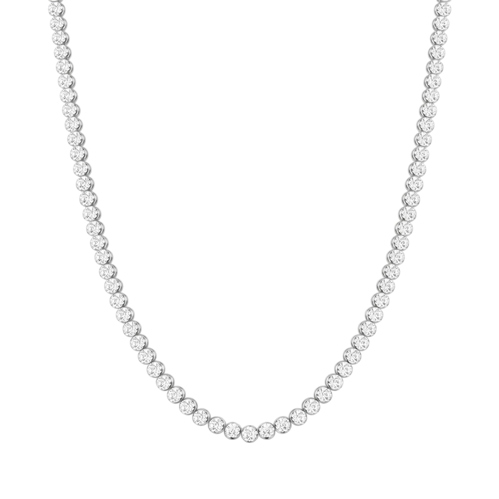 14K White Gold Crownline Diamond Tennis Necklace - Bold 15 ct tw, featuring round lab-grown diamonds in a crown-inspired setting