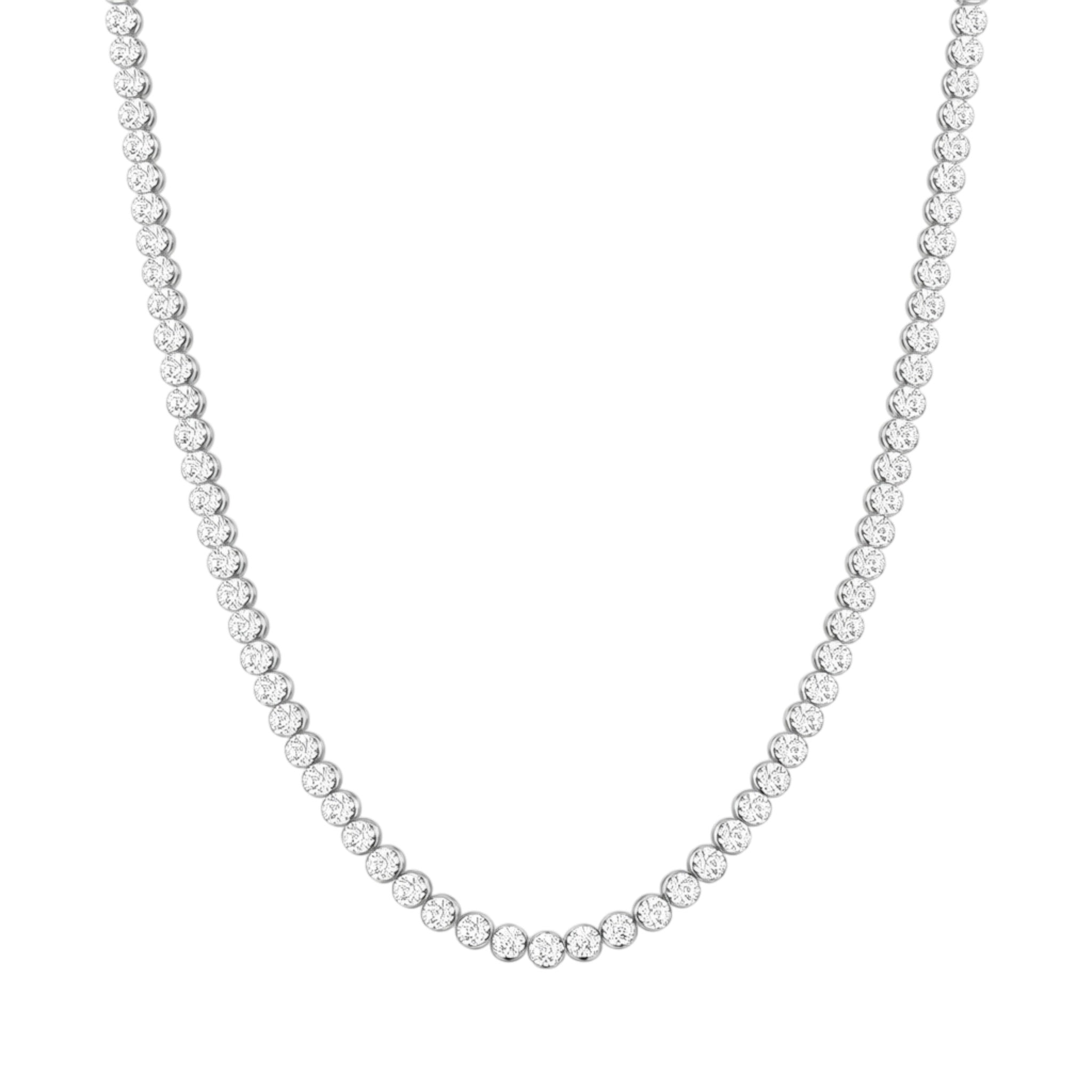 14K White Gold Crownline Diamond Tennis Necklace - Bold 15 ct tw, featuring round lab-grown diamonds in a crown-inspired setting