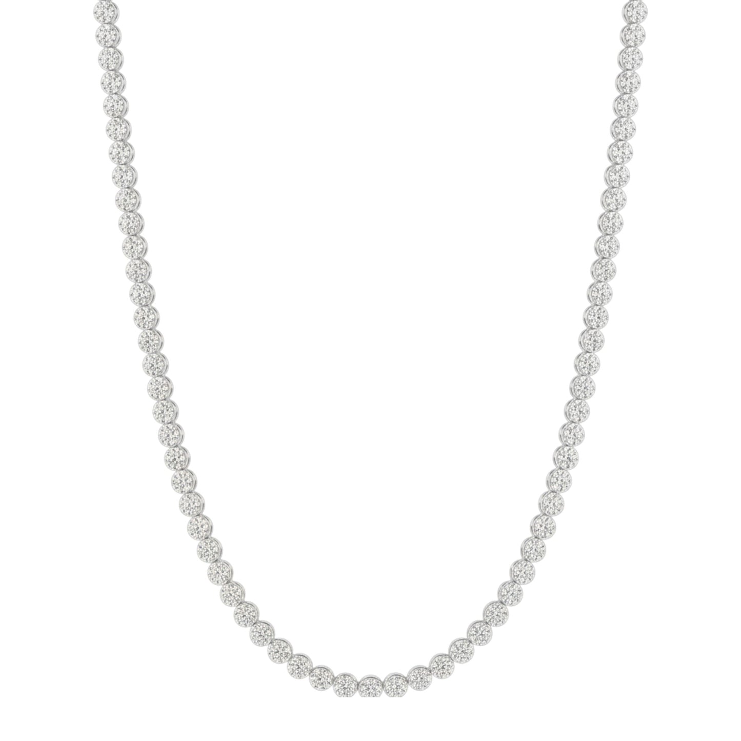 14K White Gold Crownline Diamond Tennis Necklace - Classic 9-10 ct tw, featuring round lab-grown diamonds in a crown-inspired setting
