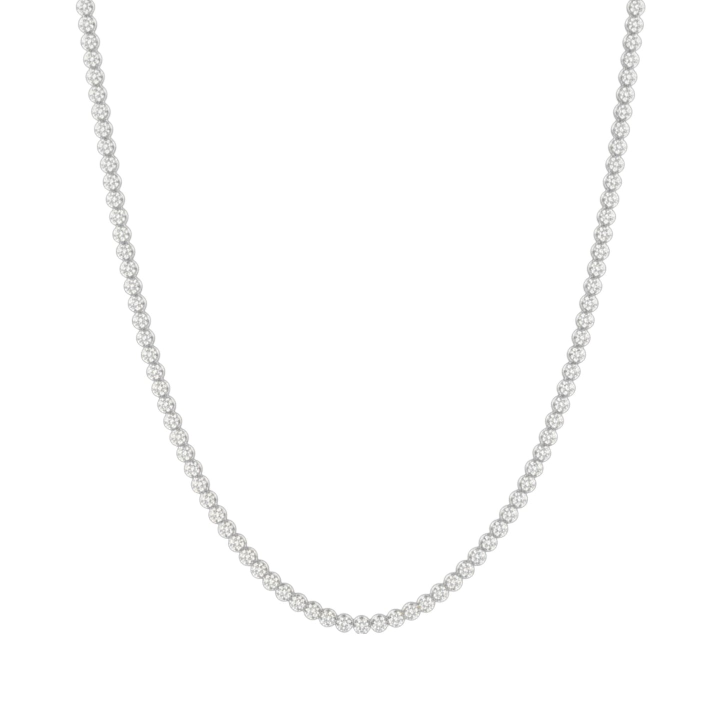 14K White Gold Crownline Diamond Tennis Necklace - Petite 5-7.5 ct tw, featuring round lab-grown diamonds in a crown-inspired setting