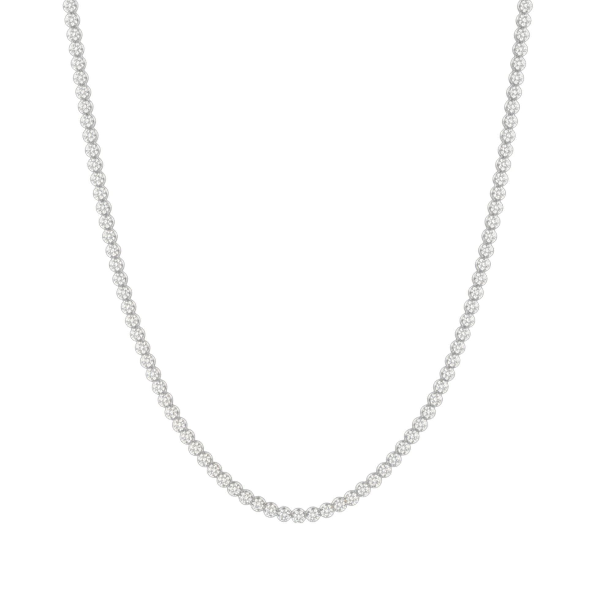 14K White Gold Crownline Diamond Tennis Necklace - Petite 5-7.5 ct tw, featuring round lab-grown diamonds in a crown-inspired setting