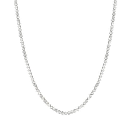 14K White Gold Crownline Diamond Tennis Necklace - Petite 5-7.5 ct tw, featuring round lab-grown diamonds in a crown-inspired setting