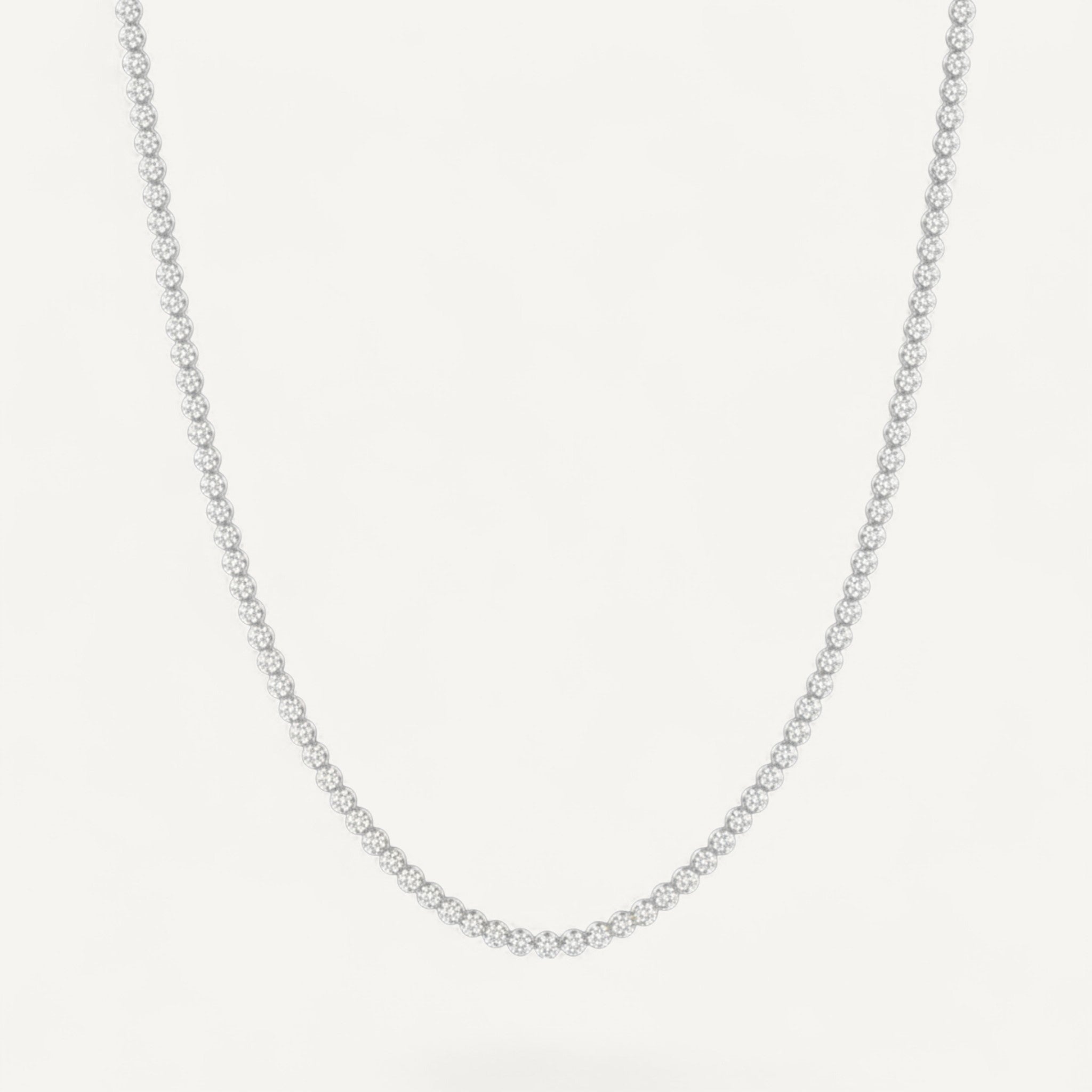 14K White Gold Crownline Diamond Tennis Necklace - Petite 5-7.5 ct tw in crown-inspired setting