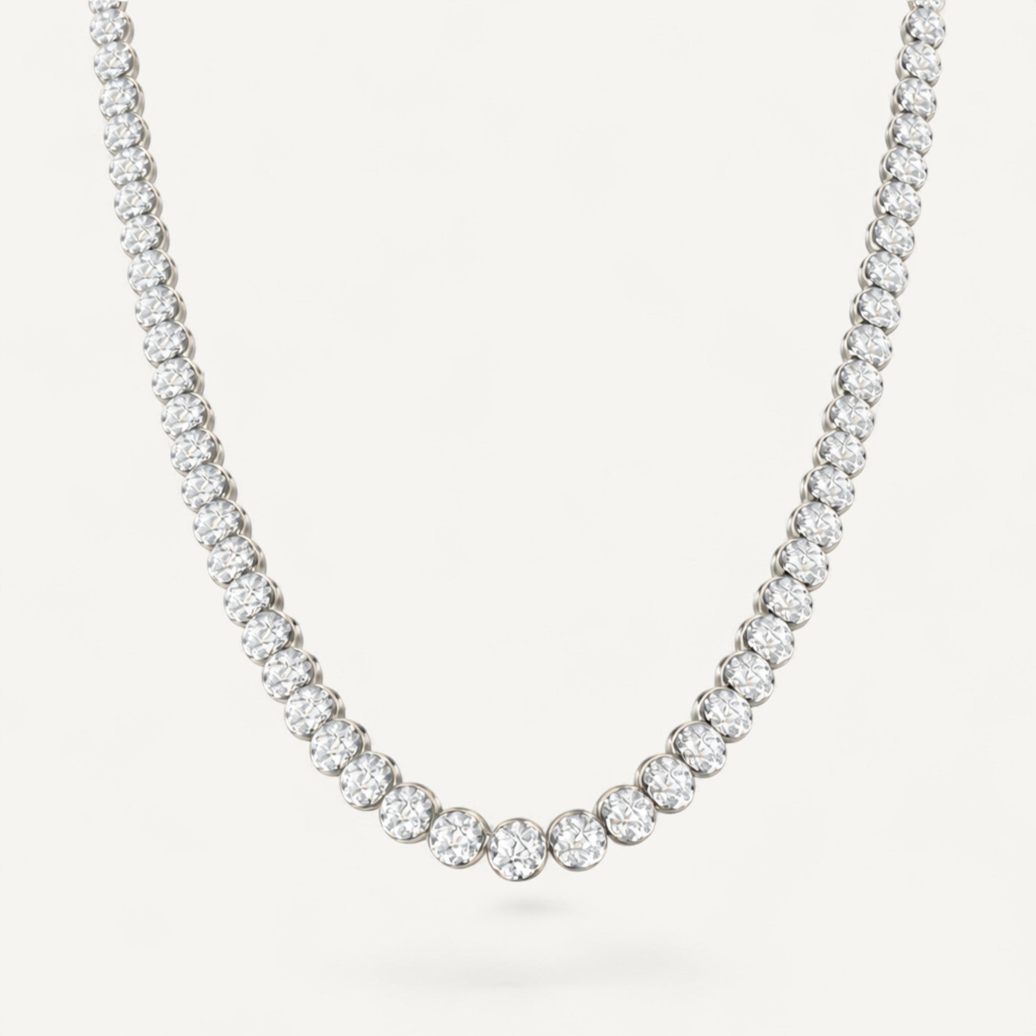 14K White Gold Crownline Diamond Tennis Necklace - Statement 17 ct tw in crown-inspired setting