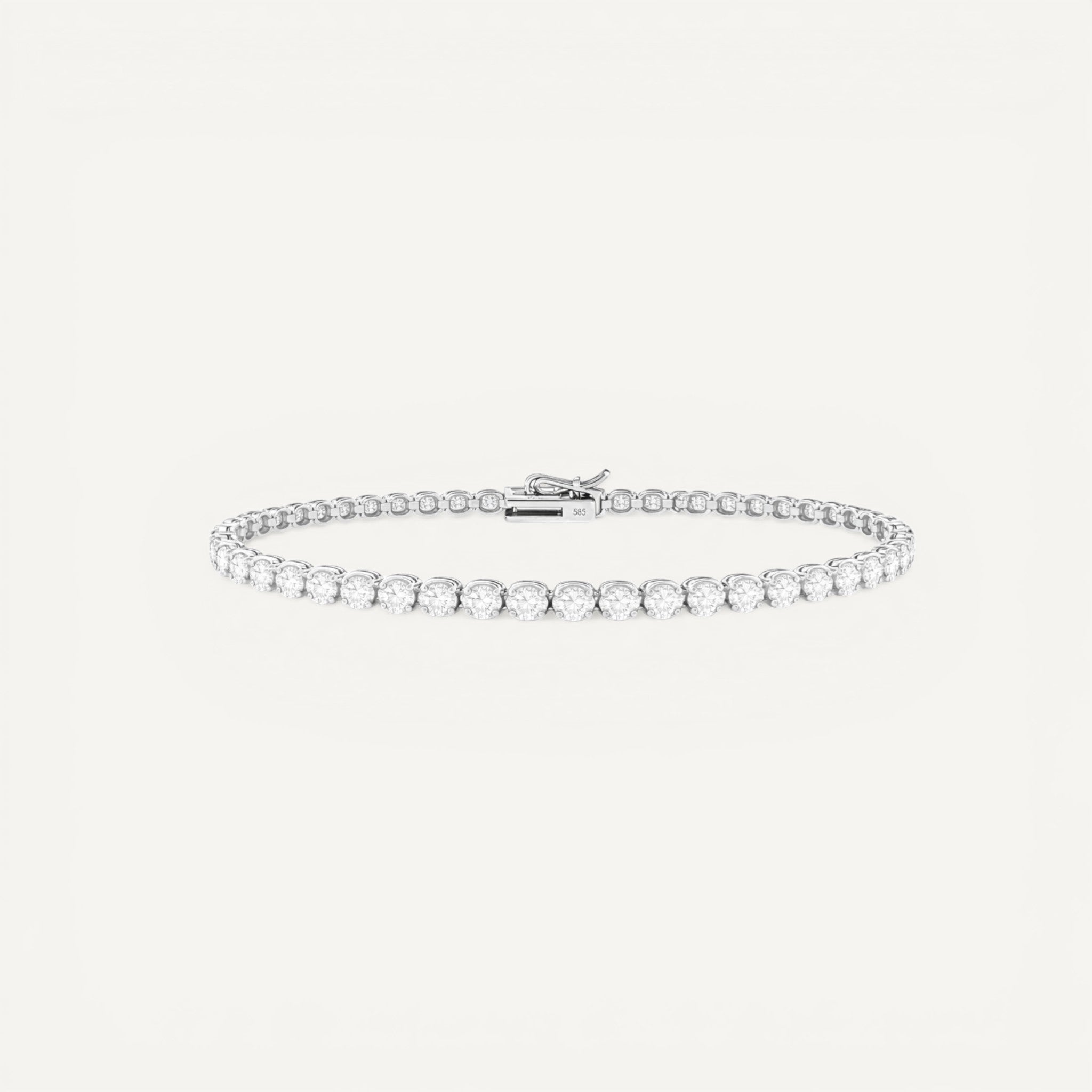 14K White Gold Heritage Prong Tennis Bracelet - Bold size with 8 ct tw lab-grown diamonds in four-prong setting