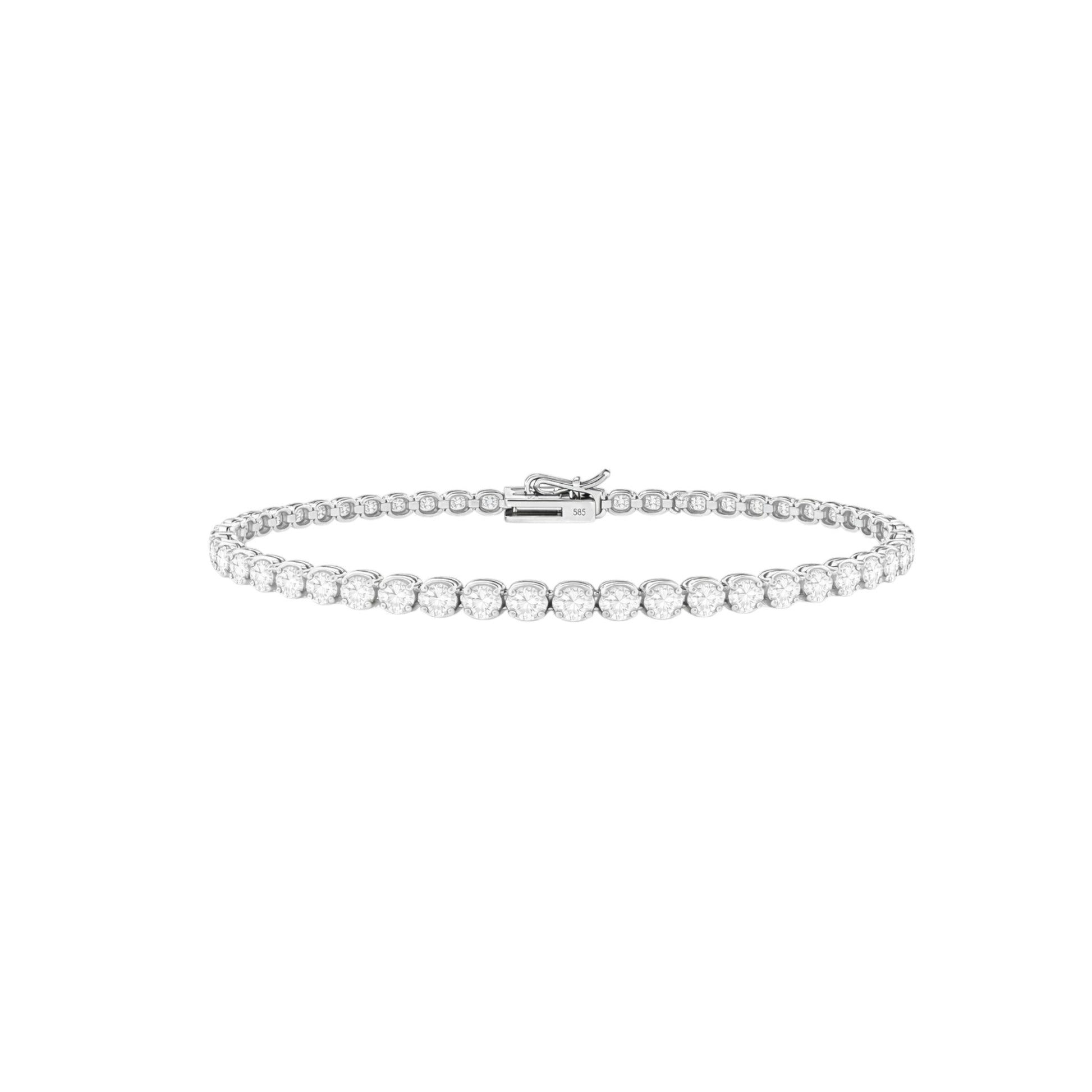 14K White Gold Heritage Prong Tennis Bracelet - Bold size with 8 ct tw lab-grown diamonds in four-prong setting