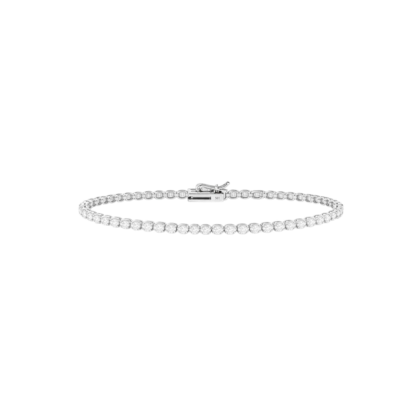 14K White Gold Heritage Prong Tennis Bracelet - Classic size with 5-7 ct tw diamonds in four-prong setting