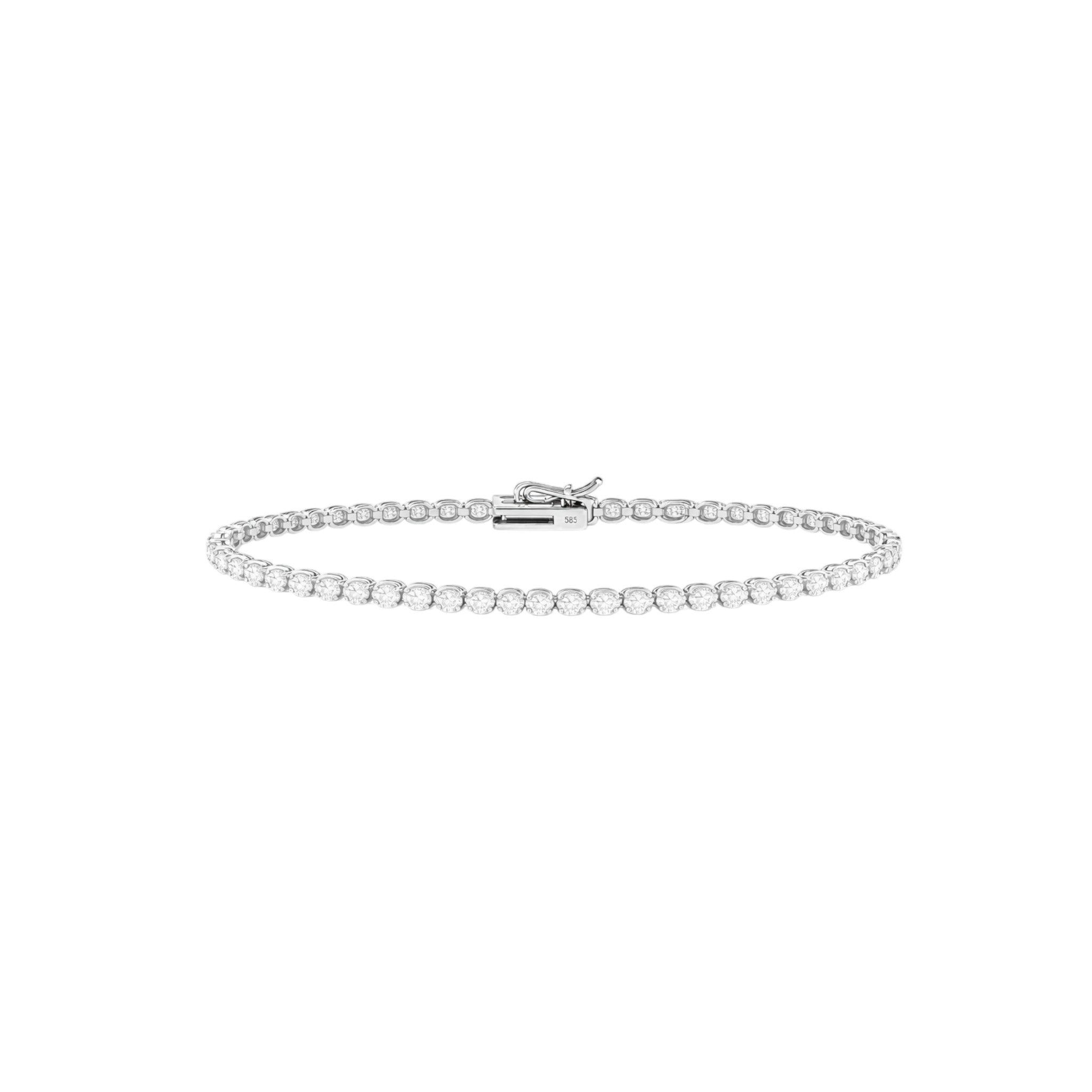 14K White Gold Heritage Prong Tennis Bracelet - Classic size with 5-7 ct tw diamonds in four-prong setting
