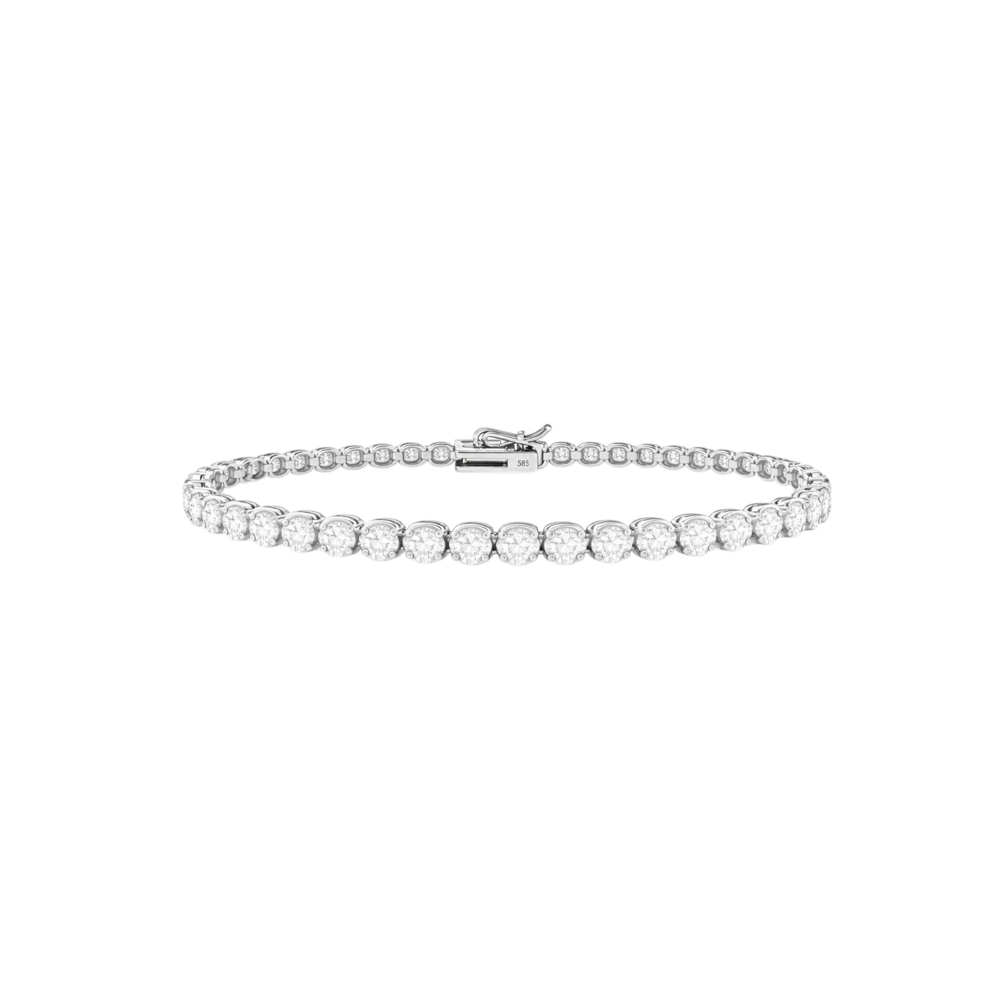 14K White Gold Heritage Prong Tennis Bracelet - Statement size with 9 ct tw lab-grown diamonds in four-prong setting