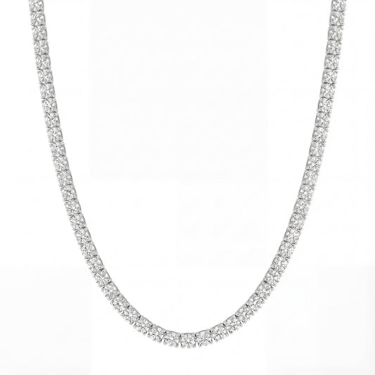 14K White Gold Heritage Prong Diamond Tennis Necklace - Bold 19 ct tw, featuring round lab-grown diamonds in a four-prong setting