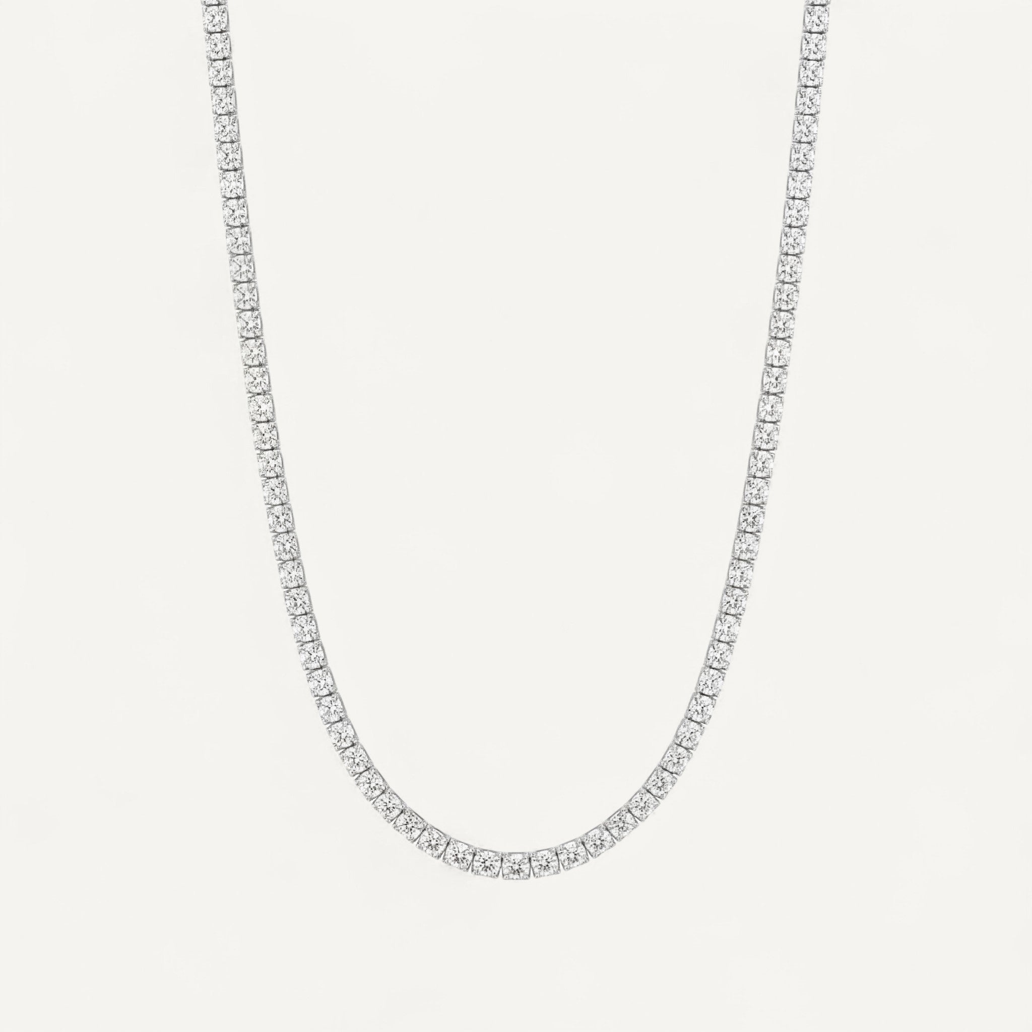 14K White Gold Heritage Prong Diamond Tennis Necklace - Classic 12-13.5 ct tw in four-prong setting