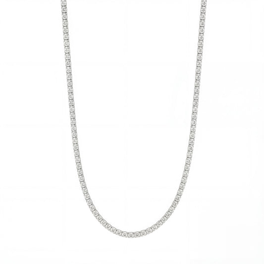 14K White Gold Heritage Prong Diamond Tennis Necklace - Petite 6-10 ct tw, featuring round lab-grown diamonds in a four-prong setting